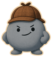 Grey mascot in a detective hat